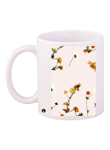 Floral Printed Coffee Mug White/Pink/Green 11ounce