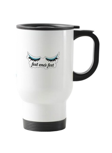Eyelashes Printed Travel Mug White 13centimeter
