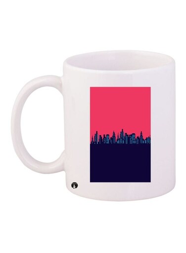 City Printed Coffee Mug White/Pink/Blue 11ounce