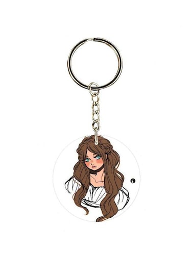 Cartoon Girl Printed Keychain