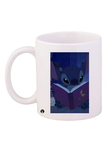 Cartoon Printed Ceramic Coffee Mug White/Blue/Purple