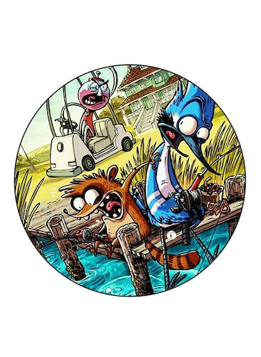 Regular Show Printed Fridge Magnet Round Multicolour