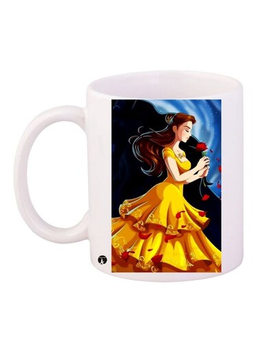 Cartoon Printed Coffee Mug White/Yellow/Black 11ounce