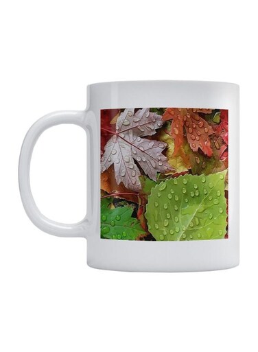Tree Leaves Printed Mug White/Green/Red