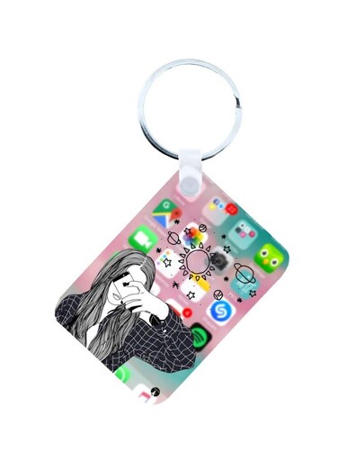 Girl Printed Keychain Black/White/Green