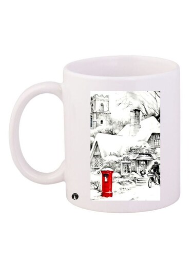 Postbox Printed Coffee Mug White/Red/Grey 11ounce