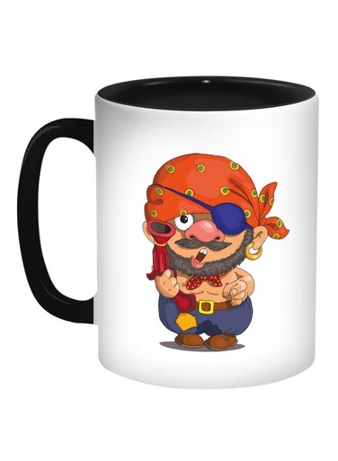 Pirate Printed Coffee Mug Black/White/Orange