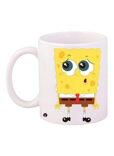 SpongeBob SquarePants Printed Coffee Mug White/Yellow/Brown 11ounce