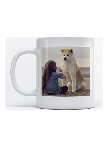 Mug Girl And Dog For Coffee And Tea White