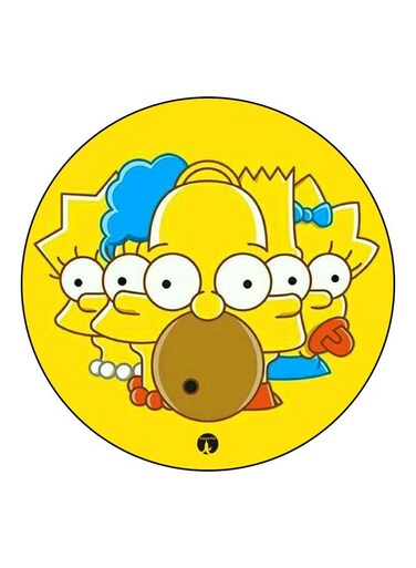 Cartoon Character Printed Fridge Magnet Yellow/Blue/White 5.5cm