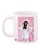 Girl Printed Ceramic Coffee Mug White/Pink/Beige 11ounce