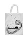 Arabic Letters Printed Shopping Bag White/Black