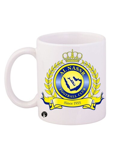 Football Club Al-Nassr Printed Mug White/Blue/Yellow 11ounce