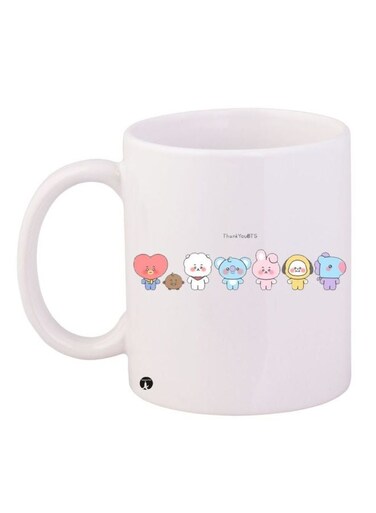 Thank You BTS Printed Coffee Mug White/Pink/Yellow 11ounce