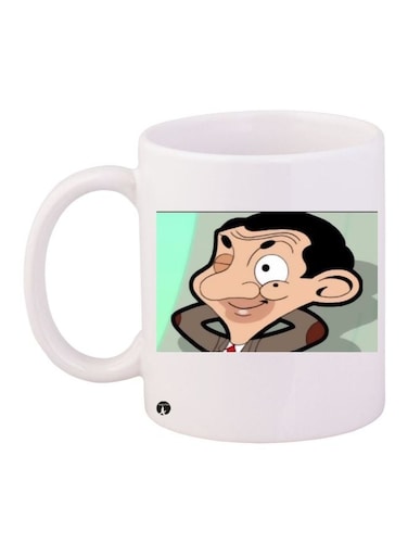 Mr. Bean Printed Coffee Mug White/Beige/Brown 11ounce