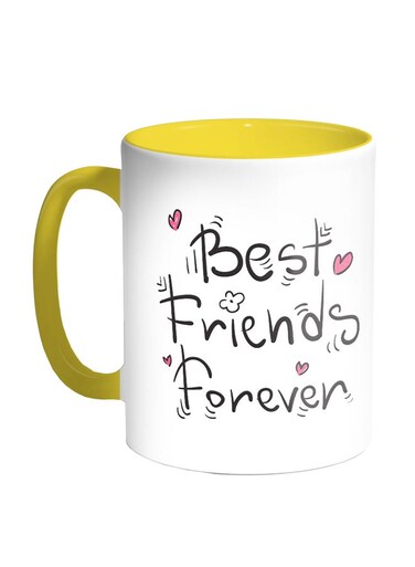 Best Friends For Ever Printed Coffee Mug Yellow/White/Black