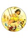Girl Printed Fridge Magnet Round Multicolour
