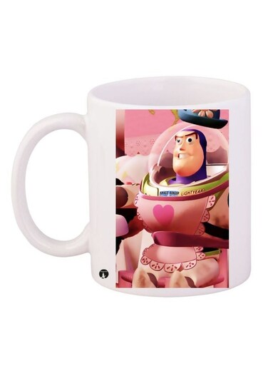 Space Ranger Printed Coffee Mug White/Pink/Blue 11ounce
