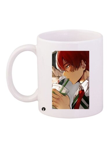 Anime Boy Printed Coffee Mug White/Brown/Red