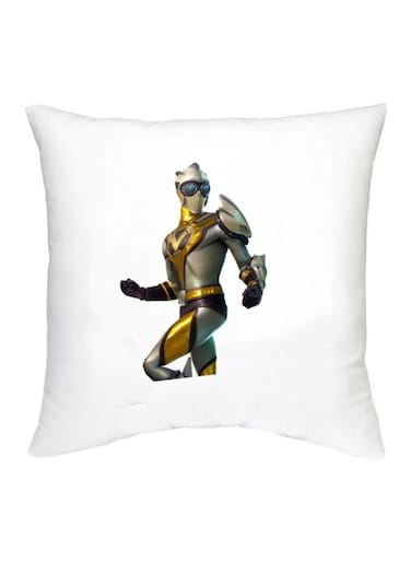 Fortnite Character Printed Decorative Cushion White/Grey/Gold 16x16inch