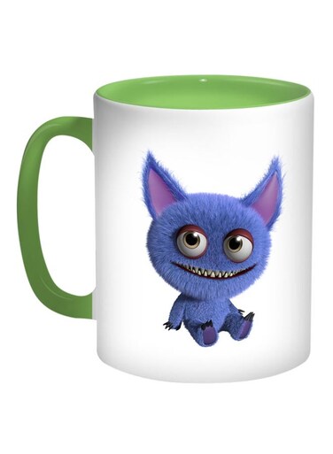 Colourful Monster Printed Coffee Mug Blue/White/Green