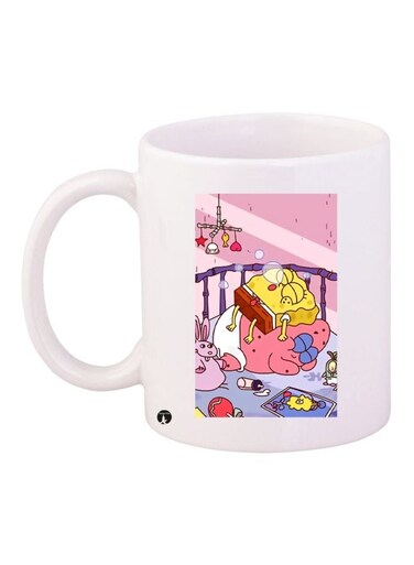 SpongeBob SquarePants Printed Coffee Mug White/Pink/Yellow 11ounce