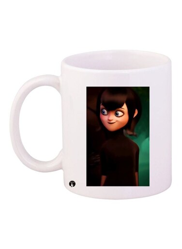 Cartoon Girl Printed Coffee Mug White/Brown/Green 11ounce