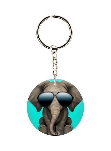 Double Sided Elephant Printed Keychain