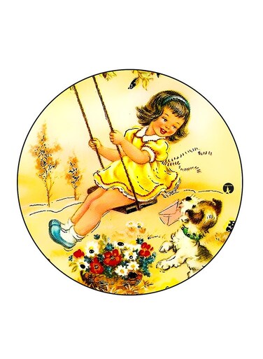 Girl Printed Fridge Magnet Multicolour 5.5 x 5.5cm
