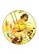 Girl Printed Fridge Magnet Multicolour 5.5 x 5.5cm