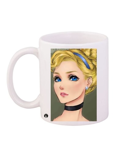 Cartoon Girl Printed Coffee Mug White/Beige/Yellow