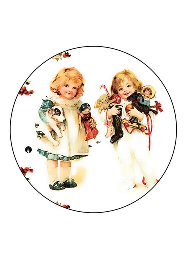 Vintage Art Printed Fridge Magnet Round Multicolour