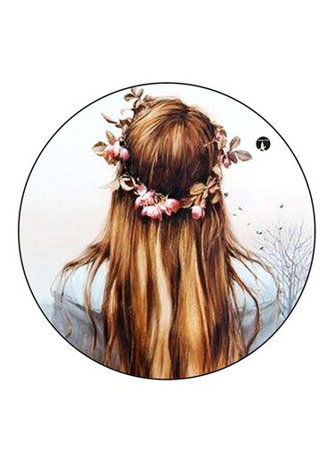 Girl Printed Fridge Magnet Round Multicolour