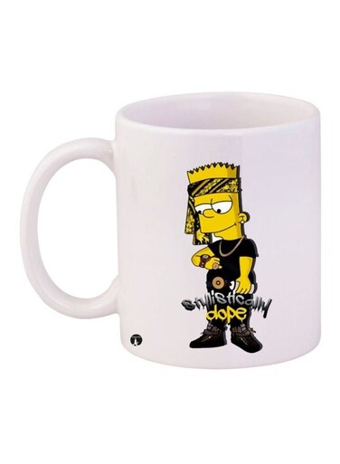 Cartoon Printed Coffee Mug White/Black/Yellow 11ounce