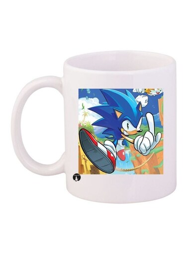 Sonic Printed Coffee Mug White/Blue/Green Standard Size