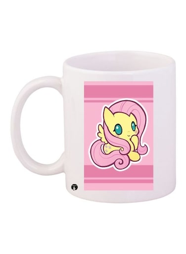Cartoon Pony Printed Coffee Mug White/Pink/Yellow 11ounce
