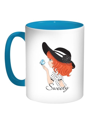 Printed Coffee Mug Turquoise/White/Black