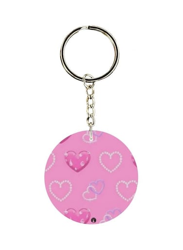 Hearts Printed Double Sided Keychain