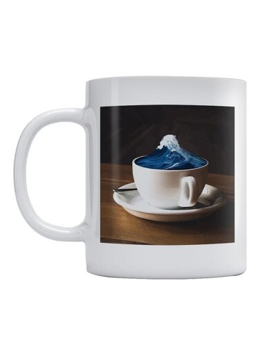 Coffee Printed Coffee Mug White/Blue/Brown 350ml