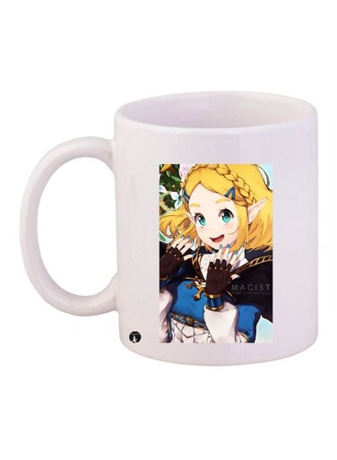 Cartoon Girl Printed Coffee Mug White/Blue/Yellow