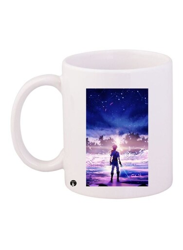 Cartoon Printed Coffee Mug White/Blue/Purple 11ounce