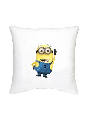 Minion Character Printed Cushion White/Yellow/Blue 16x16inch