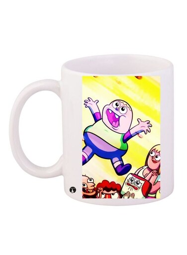 Cartoon Printed Coffee Mug White/Yellow/Red 11ounce