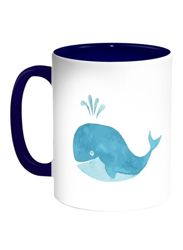 Whale Printed Coffee Mug White/Blue 11ounce