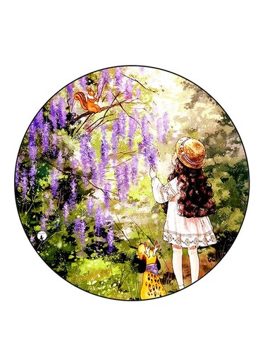 Girl Printed Fridge Magnet Round Multicolour