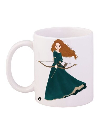 Brave Printed Coffee Mug White/Green/Brown 11ounce