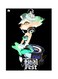 Cartoon Printed Metallic Plate Black/Beige/Green 20x15cm