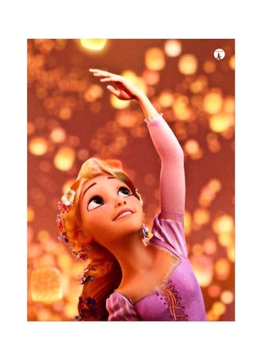 Rapunzel Themed Decorative Metallic Plate Brown/Beige/Purple 20x15cm