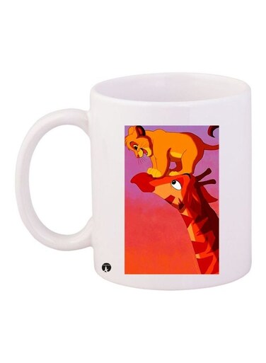 Giraffe Printed Ceramic Coffee Mug White/Red/Yellow 11ounce