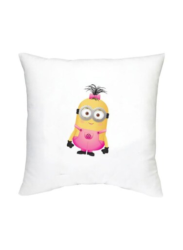 Minion Character Printed Cushion White/Yellow/Pink 16x16inch